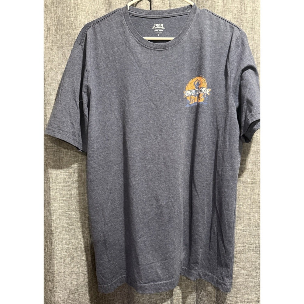 Izod Saltwater Relaxed Classics T Shirt Mens Size Large Blue Sunrise Pale Ale
